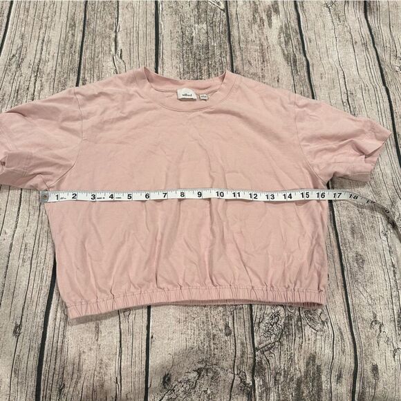 Aritzia Wilfred Light Pink Crop Top Tee With Elastic Bottom Size Small - Picture 2 of 4